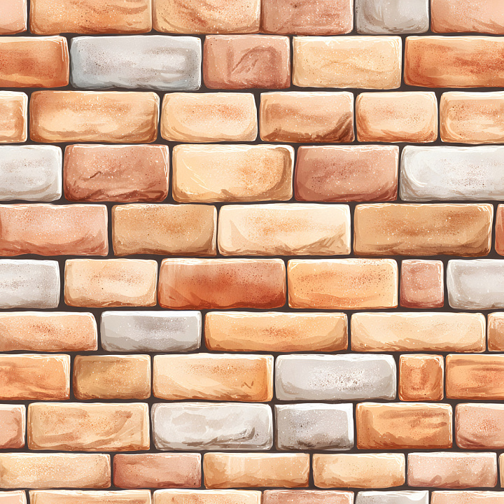 Cracked Brick Wall with Soft Earthy Colors and Chipped Surfaces seamless PBR texture preview