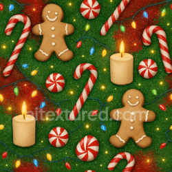 seamless Seamless 3d texture pbr 8k gingerbread cookie candy cane striped candy christmas lights texture 8k free download PBR