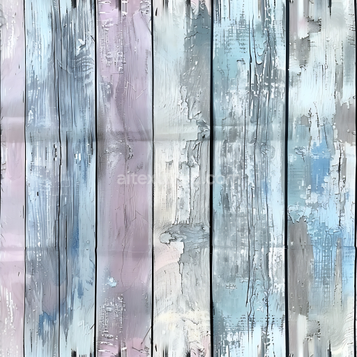 Seamless 3D PBR Texture of Painted Weathered Wood Planks with Vintage Patina