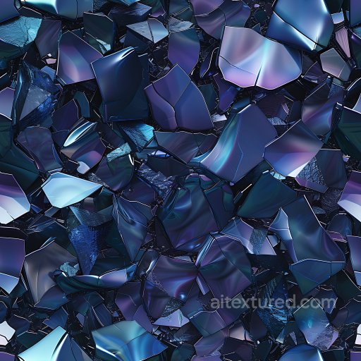 shattered glass PBR texture with reflective blue and purple shards seamless Cracked & Holes PBR texture