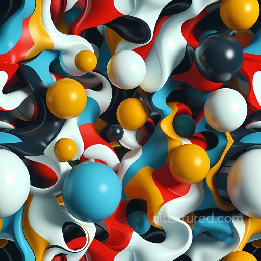 Inflated Abstract Bubbles PBR Texture in Colorful Curves seamless Inflated PBR texture