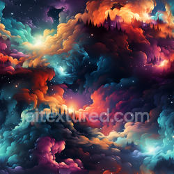 seamless Seamless 3D PBR Space Texture Featuring Vibrant Nebula Clouds and Cosmic Forest Silhouettes texture 8k free download PBR