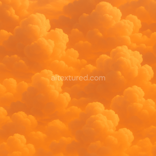 Seamless 3d texture pbr 8k of layered sunset orange cloud clusters