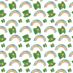 seamless Seamless 3D PBR Texture Featuring Hand-Painted St Patrick Digital Paper Pattern with Green Hats and Rainbows texture 8k free download PBR
