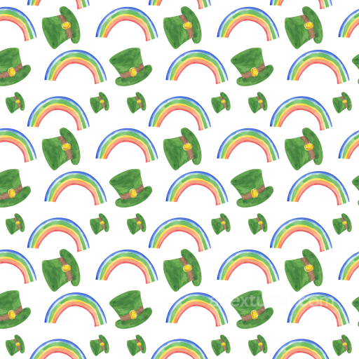 Featuring Hand-Painted St Patrick Digital Paper Pattern with Green Hats and Rainbows seamless St patrick digital paper bundle PBR texture