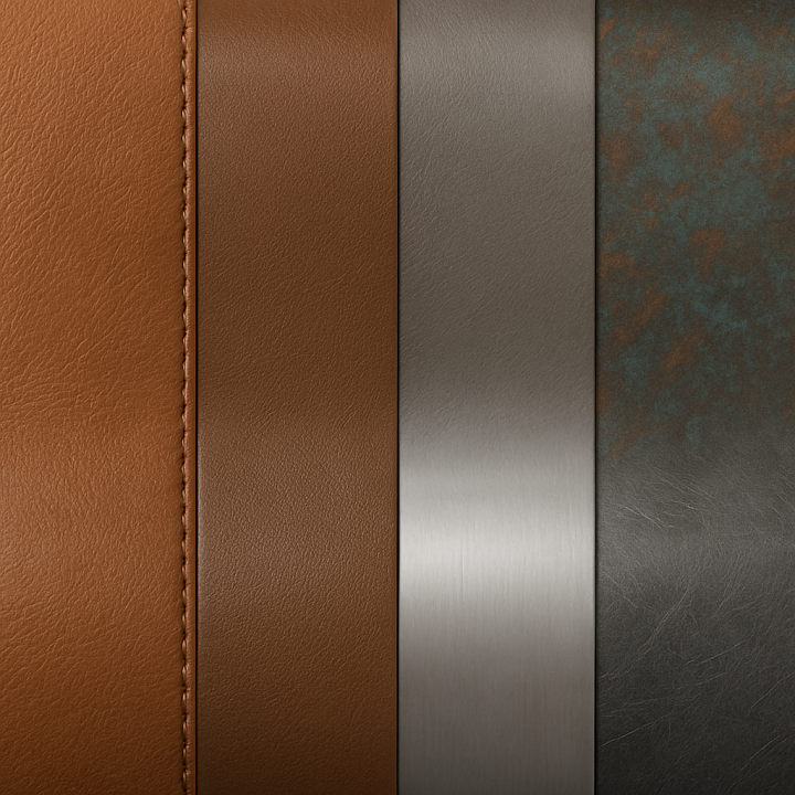 Natural Leather Surface With Stitched Leather Detail seamless PBR texture preview