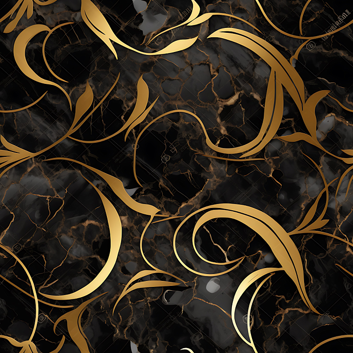 Black Marble Flooring with Luxurious Gold Vein Pattern seamless PBR texture preview