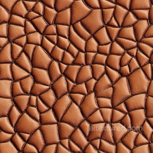 cracked tan leather PBR texture with distinct stitched panels seamless Leather PBR texture