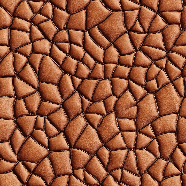 Cracked Tan Leather With Distinct Stitched Panels seamless PBR texture preview