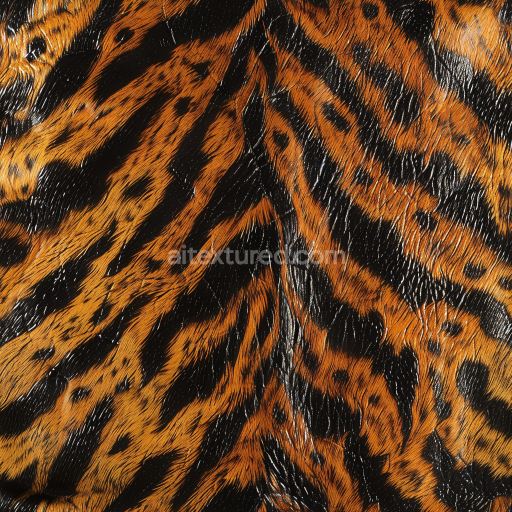Seamless 3D Glossy Tiger Print Leather PBR Texture with Realistic Fur Patterns