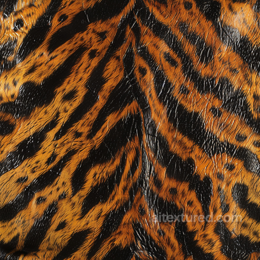 Glossy Tiger Print Leather PBR Texture with Realistic Fur Patterns seamless Leather PBR texture