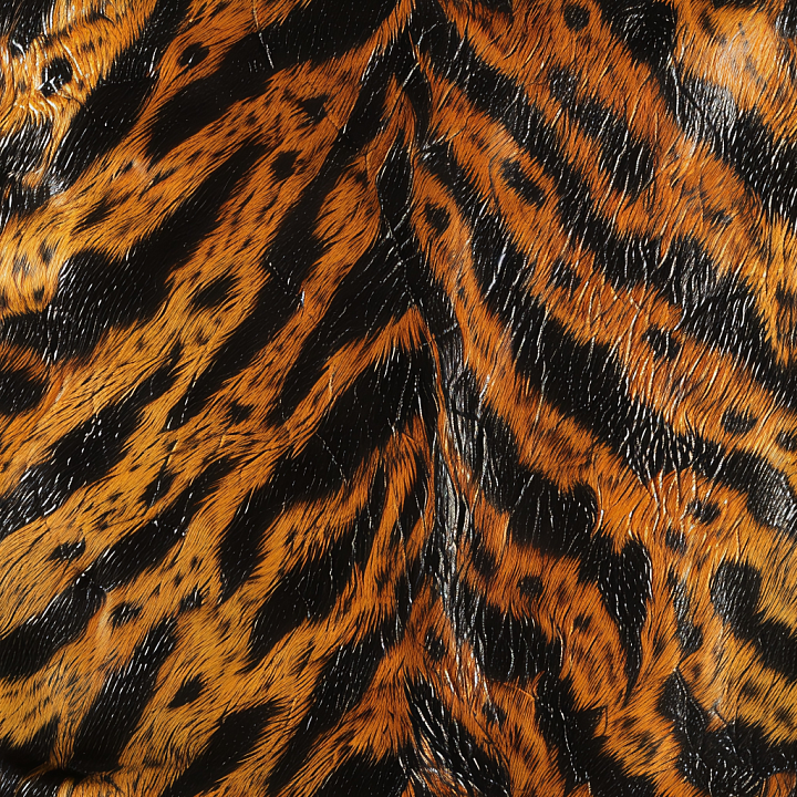 Glossy Tiger Print Leather with Realistic Fur Patterns seamless PBR texture preview