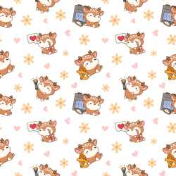 Pattern Bundle - Seamless 3D Pattern PBR Texture with Cute Cartoon Deer Motifs and Floral Accents texture preview