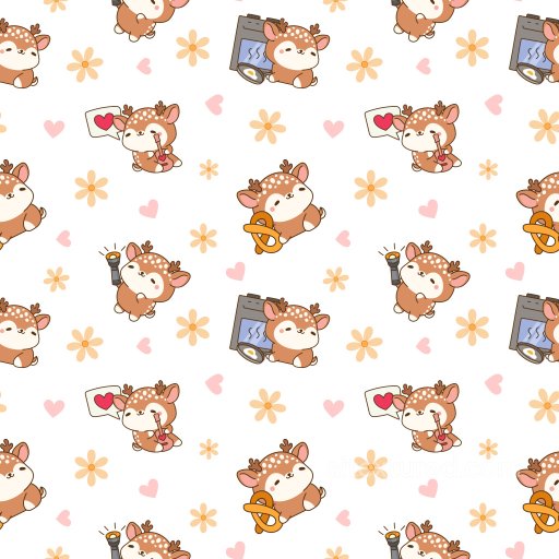 Pattern PBR Texture with Cute Cartoon Deer Motifs and Floral Accents seamless Pattern Bundle PBR texture