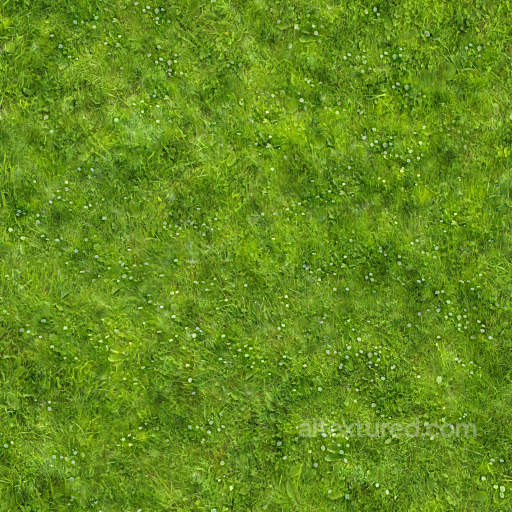 Seamless PBR Green Grass Ground Texture with Small White Flowers and Leaves texture preview