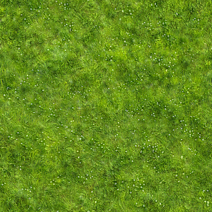 Green Grass Ground with Small White Flowers and Leaves seamless PBR texture preview