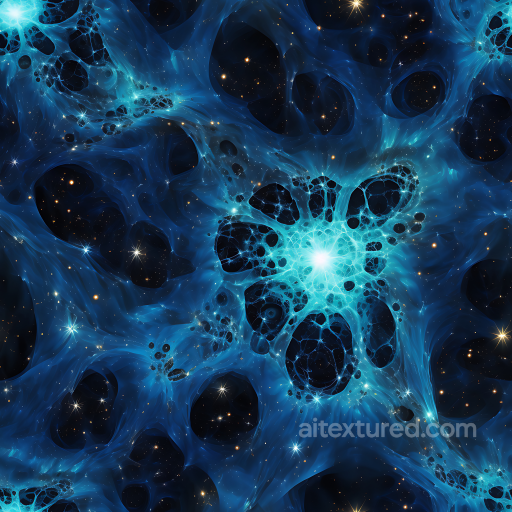 Space PBR Texture Featuring Glowing Blue Nebula and Cosmic Starfield seamless Star, space, planets PBR texture