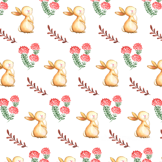 with Watercolor Bunny and Pink Floral Pattern All Christmas Digital paper texture preview