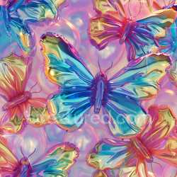 seamless Seamless 3D Inflated Butterfly Vinyl PBR Texture in Iridescent Hues texture 8k free download PBR