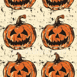 seamless Seamless 3D PBR Vintage Halloween Jack-o'-Lantern Pumpkin Pattern Texture texture 8k free download PBR