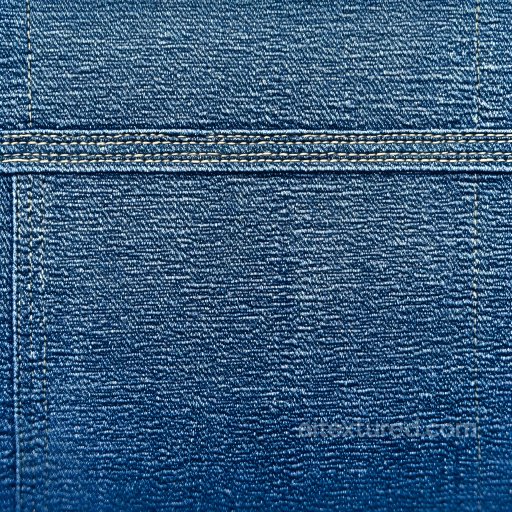 Cracked Denim Fabric PBR Texture with Detailed Stitching in Blue seamless Denim jeans PBR texture