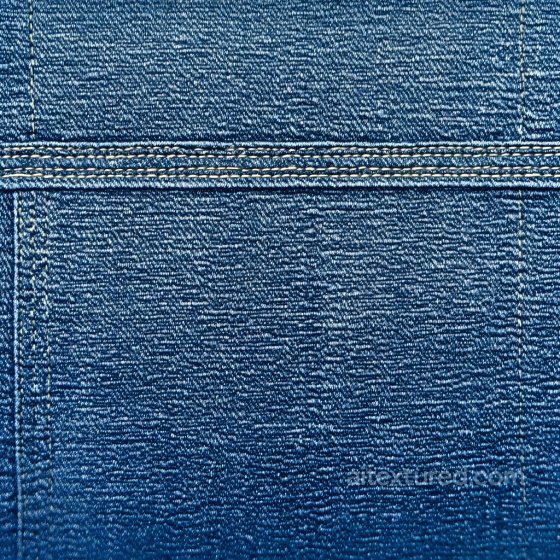 Cracked Denim Fabric PBR Texture with Detailed Stitching in Blue Denim jeans texture preview