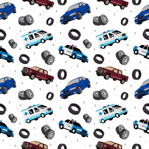 Pattern PBR Texture Featuring Cartoon Vehicles and Tires in Bright Colors seamless Pattern Bundle PBR texture