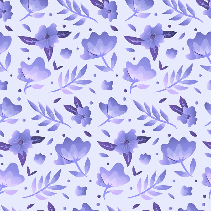 Featuring Soft Purple Flower and Leaf Pattern seamless PBR texture preview