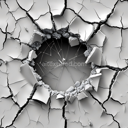 Seamless 3D Cracked Plaster PBR Texture Featuring Deep Holes and Fragmented Surfaces