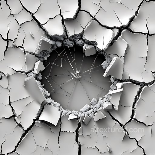 Cracked Plaster PBR Texture Featuring Deep Holes and Fragmented Surfaces seamless Cracked & Holes PBR texture