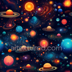 seamless Seamless 3D Space PBR Texture Featuring Colorful Planets and Galactic Nebulae texture 8k free download PBR