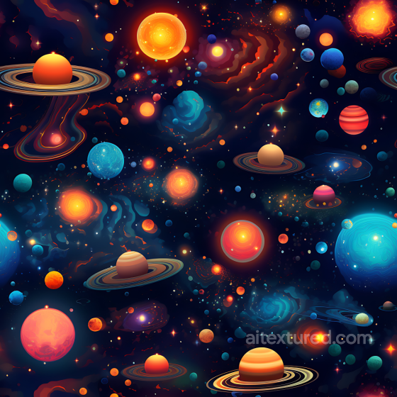 Space PBR Texture Featuring Colorful Planets and Galactic Nebulae Star, space, planets texture preview