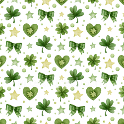 seamless Seamless 3D PBR Watercolor St Patrick Pattern Texture with Shamrocks, Hearts, Stars, and Bows texture 8k free download PBR
