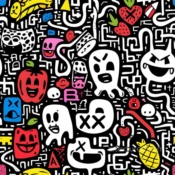 Featuring Colorful Cartoon Graffiti Characters and Shapes Graffiti texture preview