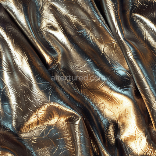 Seamless 3D PBR Metallic Glossy Leather Texture Featuring Natural Wrinkles and Reflective Surface