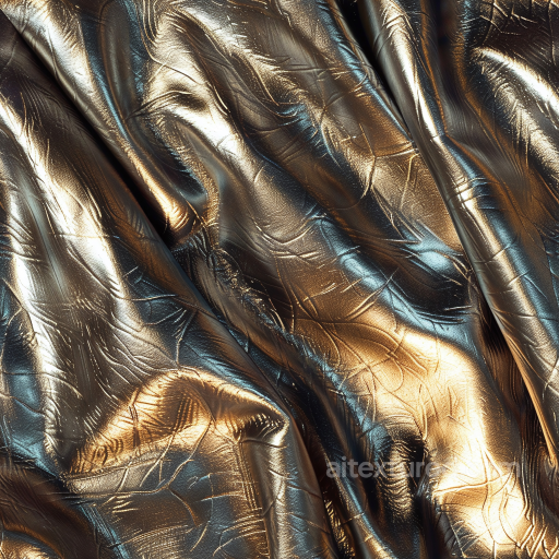 Metallic Glossy Leather Texture Featuring Natural Wrinkles and Reflective Surface seamless Leather PBR texture