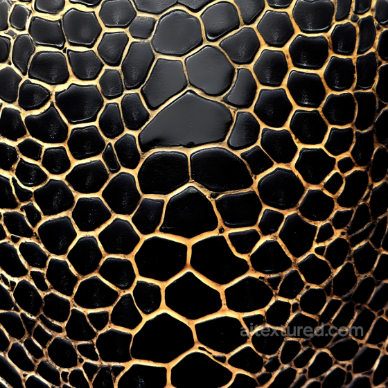 Glossy Black Reptilian Skin Seamless Texture with Distinct Scale Pattern Skin texture preview