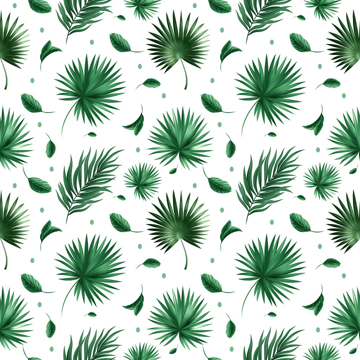 Pattern Featuring Realistic Tropical Green Leaves and Balanced Repeat seamless PBR texture preview