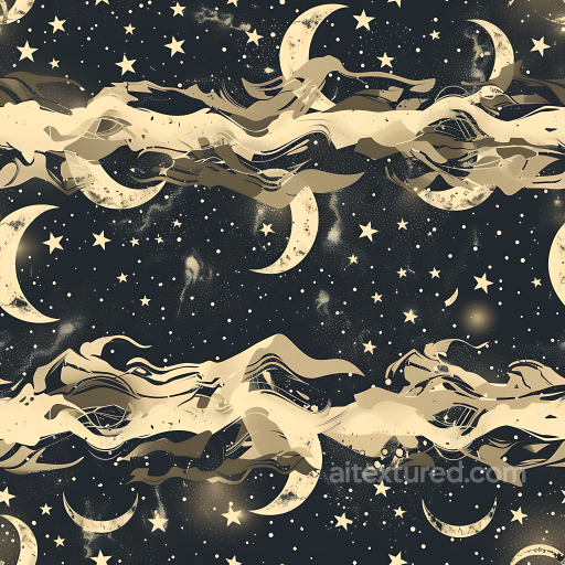 Celestial Camouflage PBR Texture Featuring Moons, Stars & Abstract Waves seamless Color Camouflage PBR texture