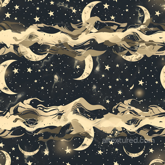 Celestial Camouflage PBR Texture Featuring Moons, Stars & Abstract Waves Color Camouflage texture preview