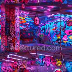 seamless Seamless 3D PBR Graffiti Texture Featuring Neon Colors and Urban Street Art texture 8k free download PBR