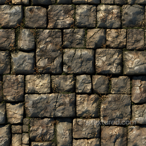 Weathered Stone Wall PBR Texture with Natural Moss and Cracks seamless Stone PBR texture