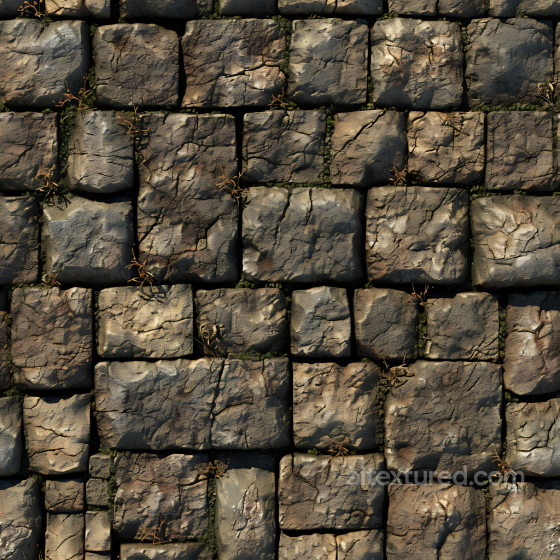 Weathered Stone Wall PBR Texture with Natural Moss and Cracks Stone texture preview