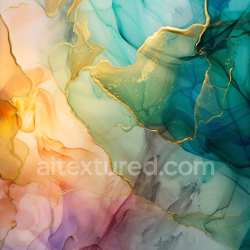 seamless Seamless 3D Alcohol Ink PBR Texture Featuring Turquoise Swirls and Gold Veins texture 8k free download PBR