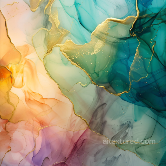 Alcohol Ink PBR Texture Featuring Turquoise Swirls and Gold Veins Alcohol ink texture preview