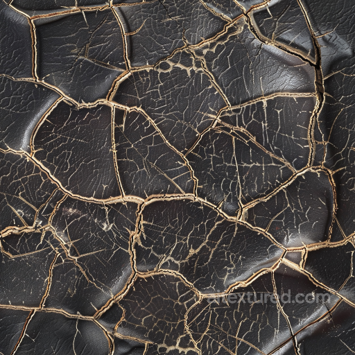 Seamless Cracked Black Leather PBR Texture with Deep Creases and Weathered Surface seamless Leather PBR texture