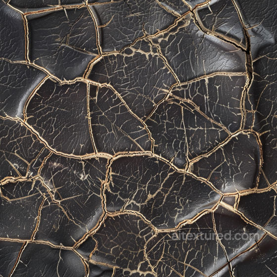 Seamless Cracked Black Leather PBR Texture with Deep Creases and Weathered Surface Leather texture preview