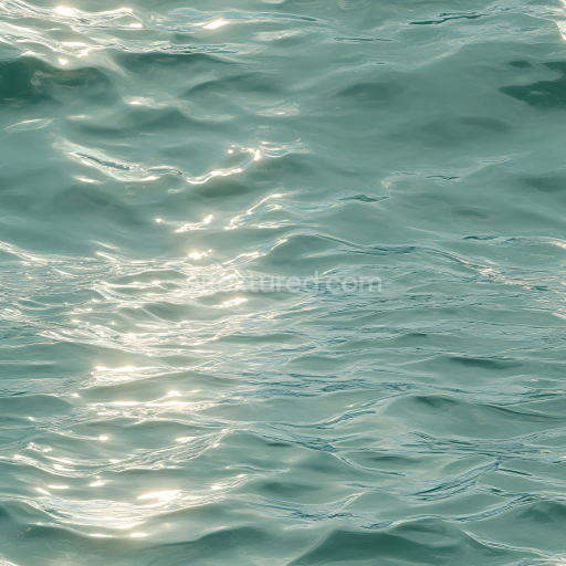 Seamless 3D Water PBR Texture of Realistic Calm Ocean Surface with Subtle Waves and Light Reflections