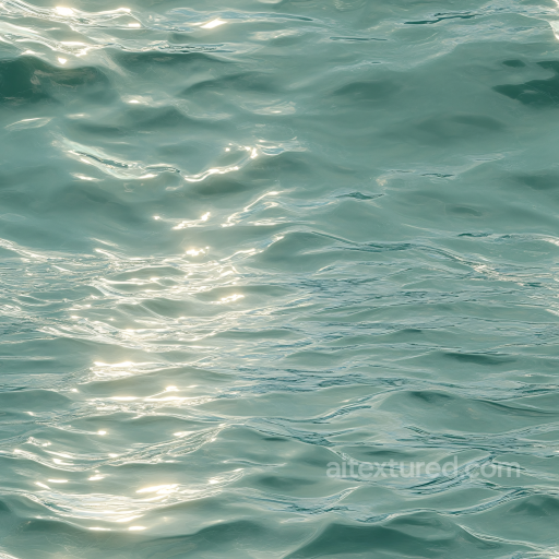 Water PBR Texture of Realistic Calm Ocean Surface with Subtle Waves and Light Reflections seamless Water PBR texture