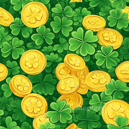 St Patrick Digital Paper Bundle Texture of Shamrocks and Gold Coins in Digital Paper Style seamless St patrick digital paper bundle PBR texture
